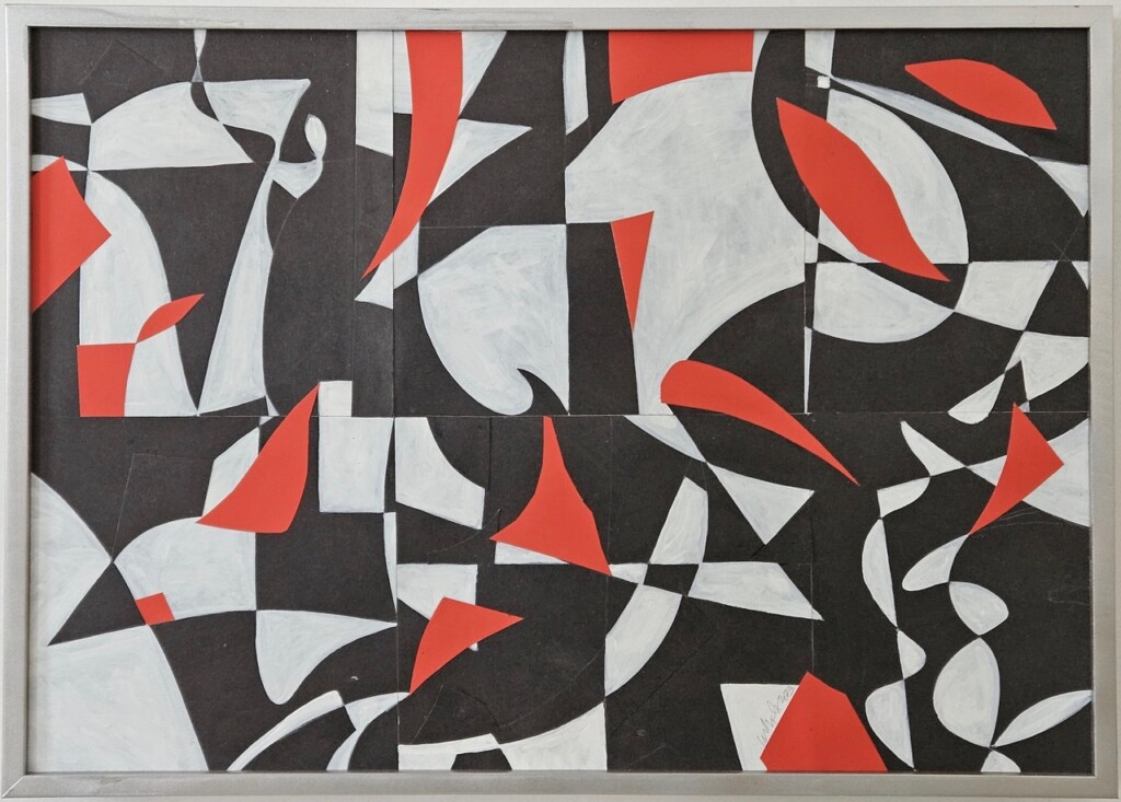 Mark Wholey Black White Composition With Red Interruptions